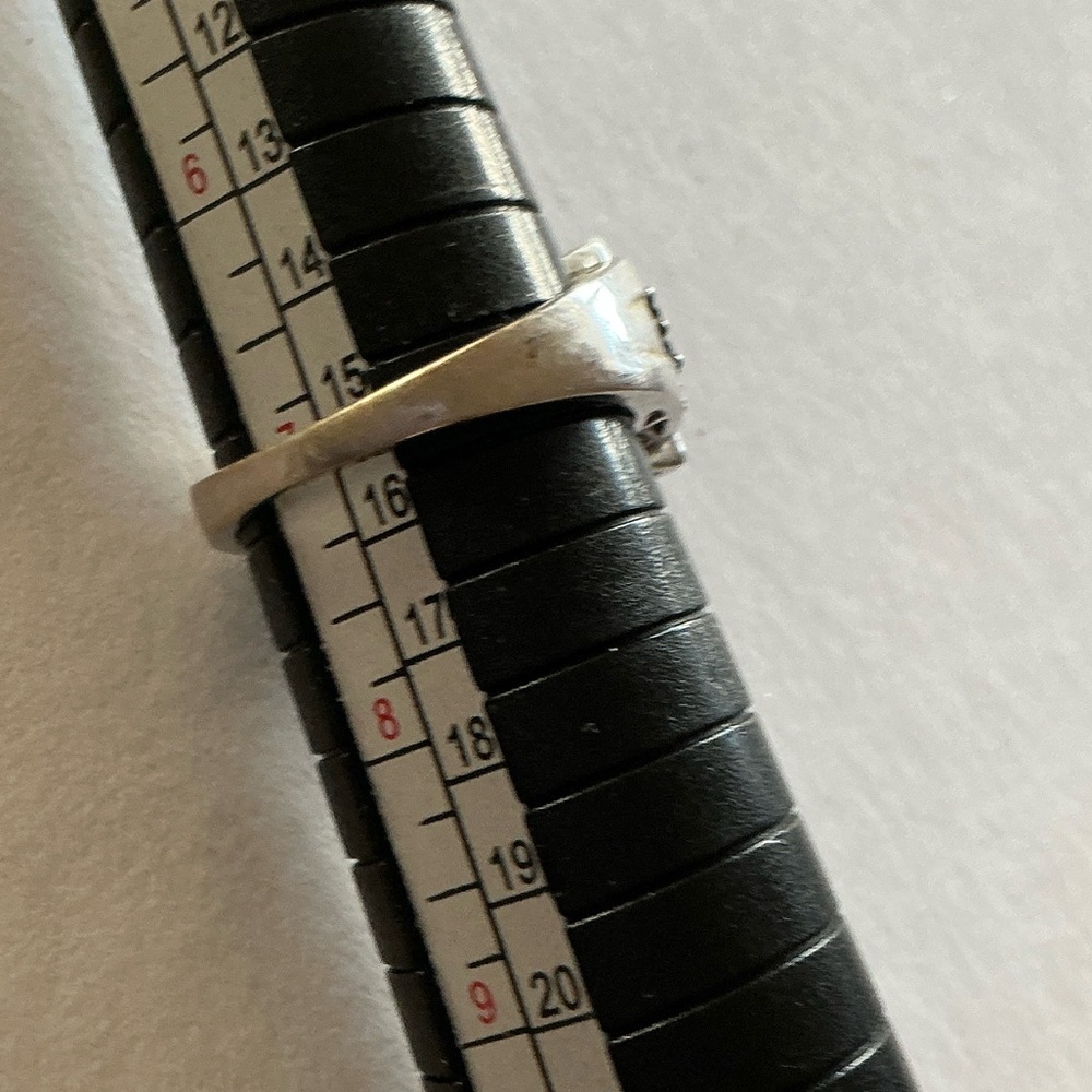 Elegant Black and White Crystal Ring with Sterling Pave Band - Picture 3 of 4